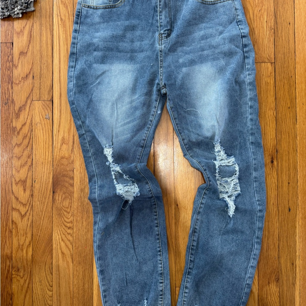 Distressed Blue Jeans